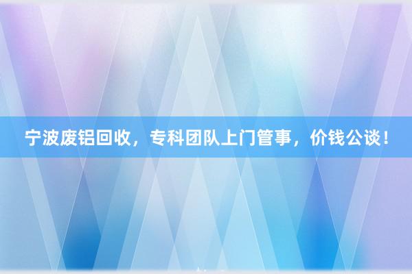 宁波废铝回收,专科团队上门管事,价钱公谈!